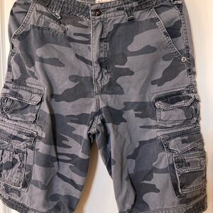 Gray Camouflage Cargo Shorts